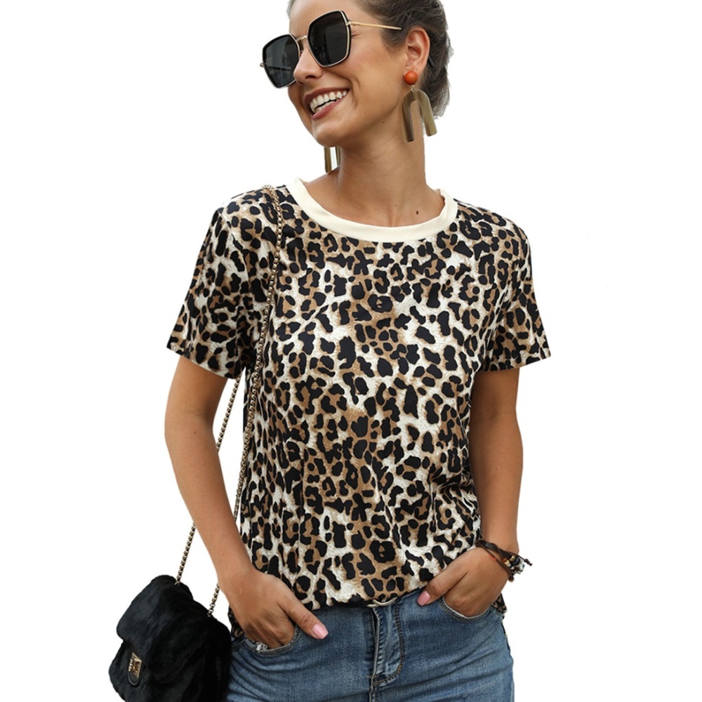Round Neck Animal Print Tee